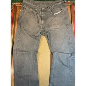 Levis 505 Jeans Men 36x30 Black Faded Denim Regular Fit 100% Cotton Straight Leg
